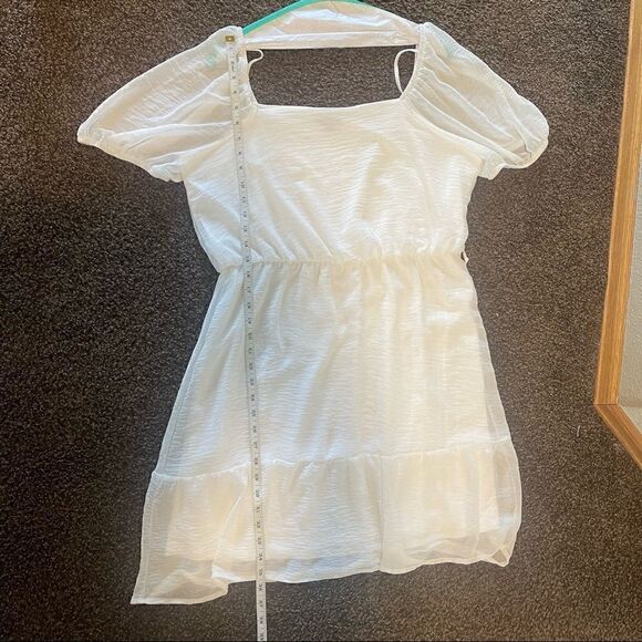 Tacera- White Tiered Dress, Size Large - Picture 9 of 11